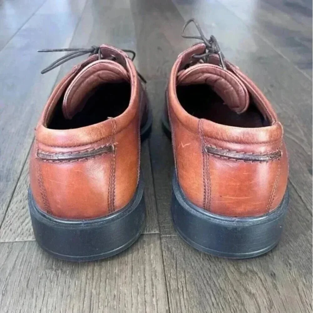 Ecco New Jersey Oxford Dress Shoes Men's Size 43 Brown Leather Comfort Classic